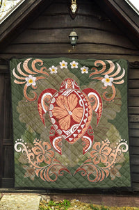 Hawaii Turtle Hibiscus Plumeria Premium Quilt - Jessi Style - AH - Polynesian Pride
