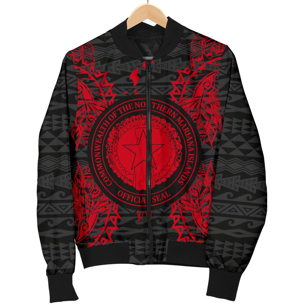 Northern Mariana Islands Polynesian Men's Bomber Jacket Map Red - Polynesian Pride