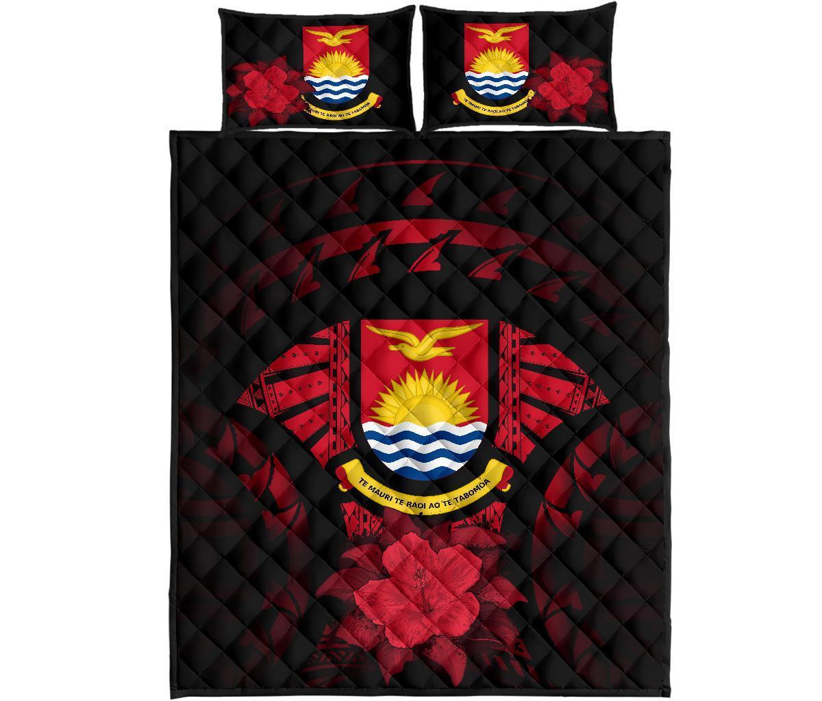 Kiribati Polynesian Quilt Bed Set Hibiscus Red - Polynesian Pride