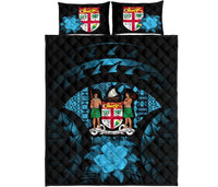 Fiji Polynesian Quilt Bed Set Hibiscus Blue - Polynesian Pride