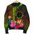 Cook Islands Polynesian Men's Bomber Jacket - Hibiscus and Banana Leaves - Polynesian Pride