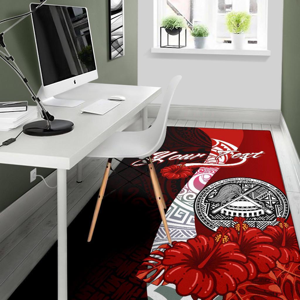 American Samoa Polynesian Custom Personalised Area Rug - Coat Of Arm With Hibiscus - Polynesian Pride