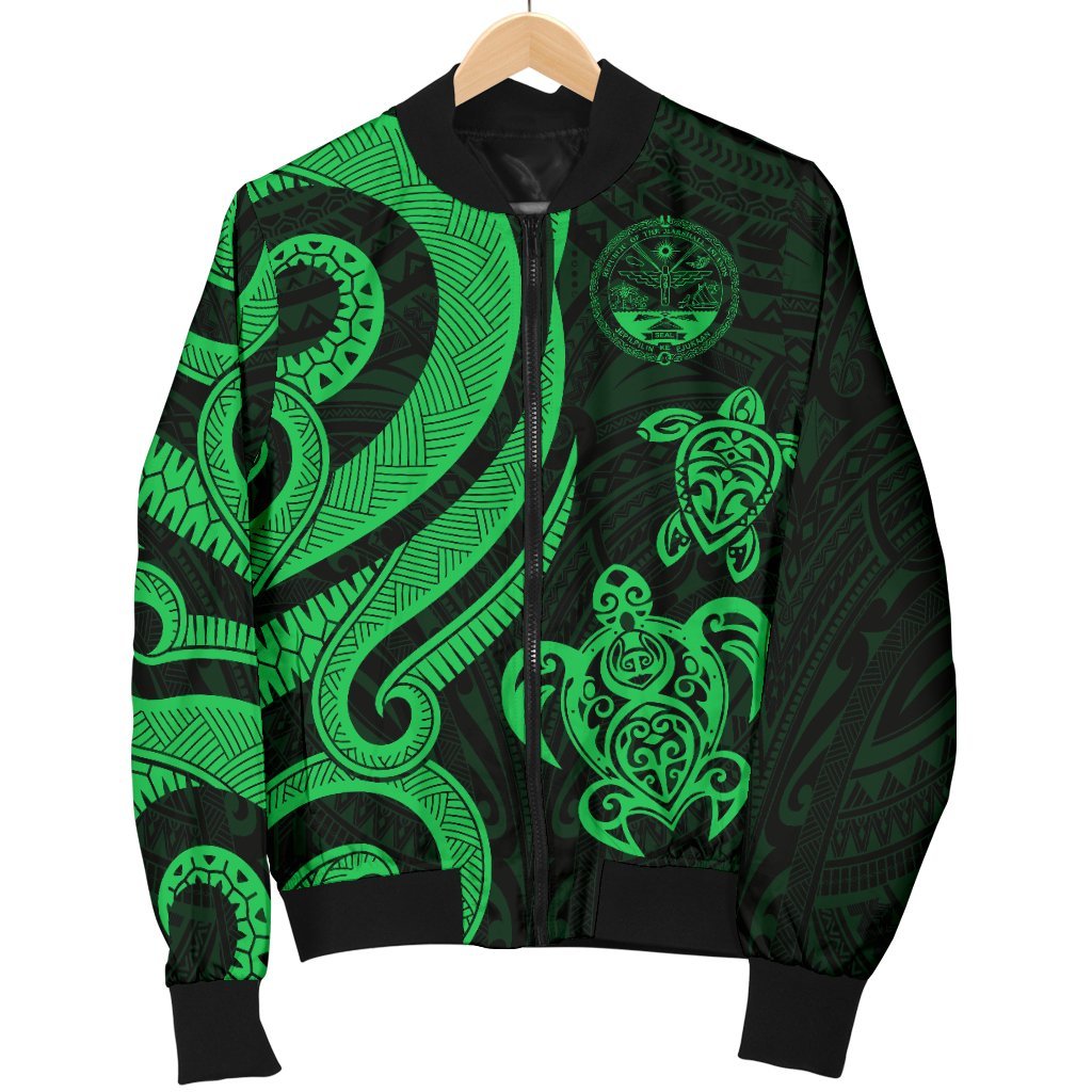 Marshall Islands Men's Bomber Jacket - Tentacle Turtle Green - Polynesian Pride