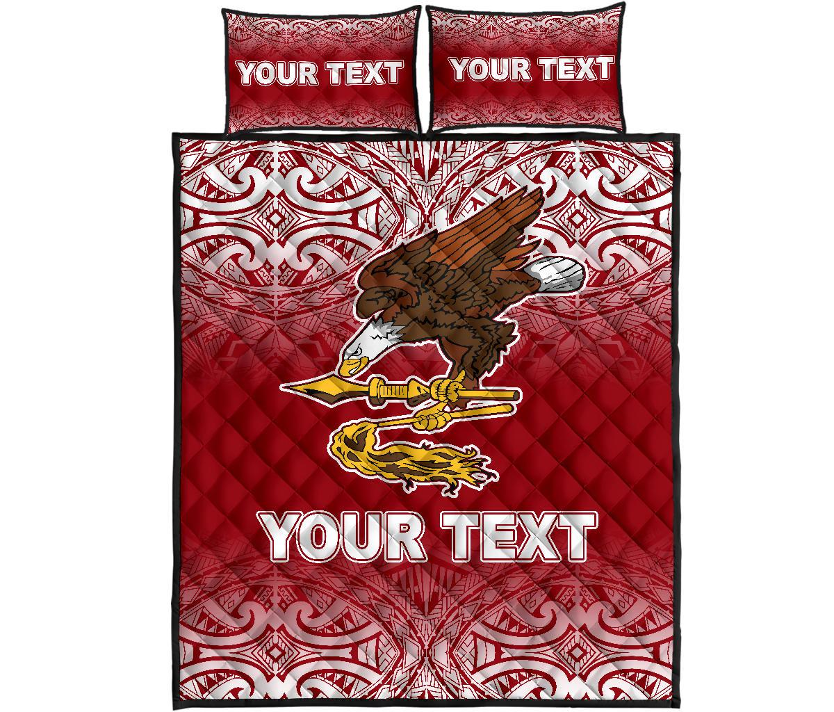 American Samoa Custom Personalised Quilt Bed Set - American Samoa Flag Polynesian Tattoo Red Frog - Polynesian Pride