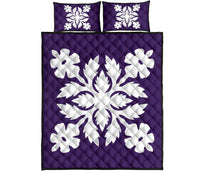 Hawaiian Quilt Bed Set Royal Pattern - Purple - B2 Style - Polynesian Pride