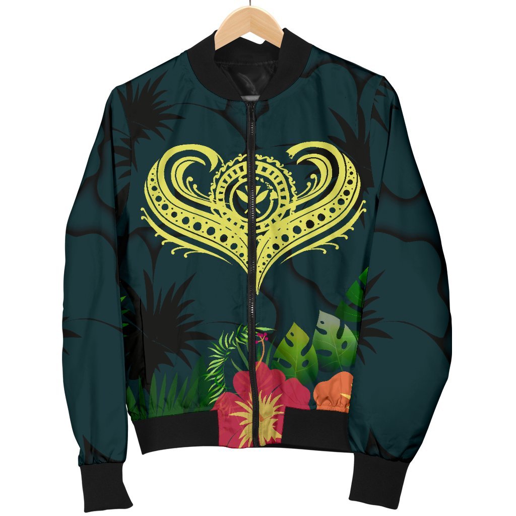 Polynesian Hawaii Kanaka Maoli Bomber Jacket - Heart with Hibiscus - Polynesian Pride