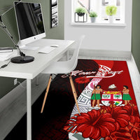 Fiji Polynesian Custom Personalised Pesonalised Area Rug - Coat Of Arm With Hibiscus - Polynesian Pride