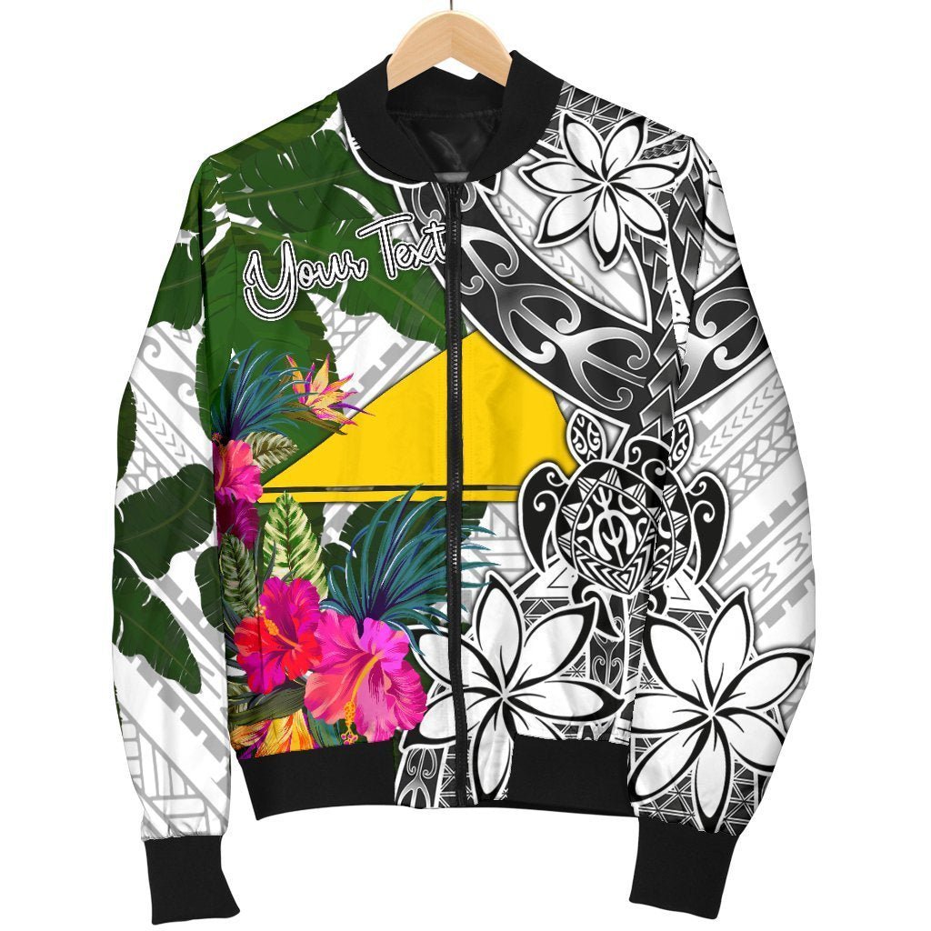 Tokelau Custom Personalised Men's Bomber Jacket White - Turtle Plumeria Banana Leaf - Polynesian Pride