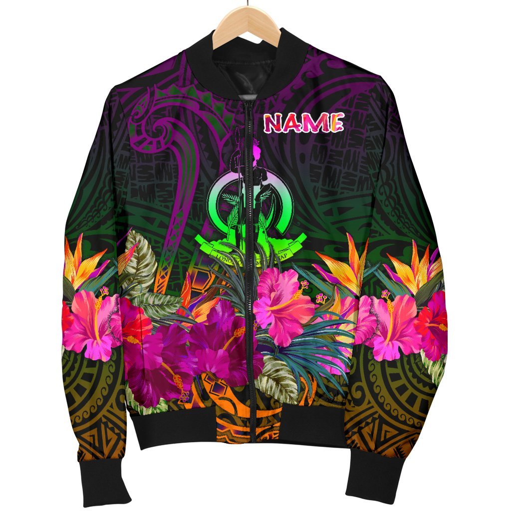 Vanuatu Personalised Men's Bomber Jacket - Summer Hibiscus - Polynesian Pride