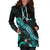 Cook Islands Polynesian Hoodie Dress - Turtle With Blooming Hibiscus Turquoise - Polynesian Pride