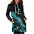 Chuuk Polynesian Hoodie Dress - Turtle With Blooming Hibiscus Turquoise - Polynesian Pride