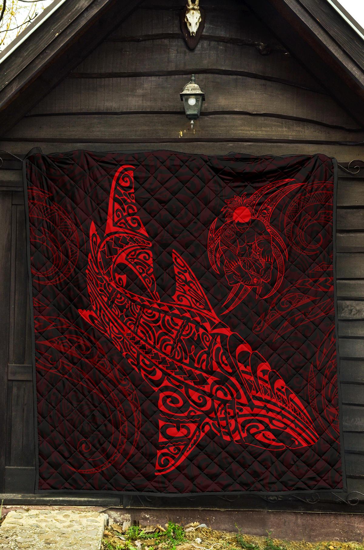 Polynesian Quilt - Polynesian Red Shark Warrior Tattoo - Polynesian Pride