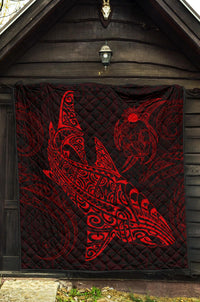 Polynesian Quilt - Polynesian Red Shark Warrior Tattoo - Polynesian Pride