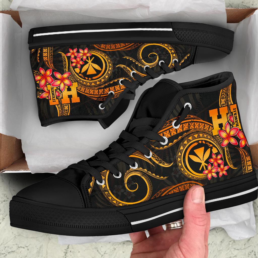 Polynesian Hawaii High Top Shoes - Gold Plumeria - Polynesian Pride