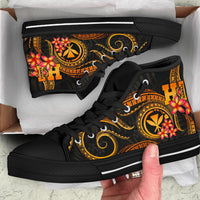 Polynesian Hawaii High Top Shoes - Gold Plumeria - Polynesian Pride