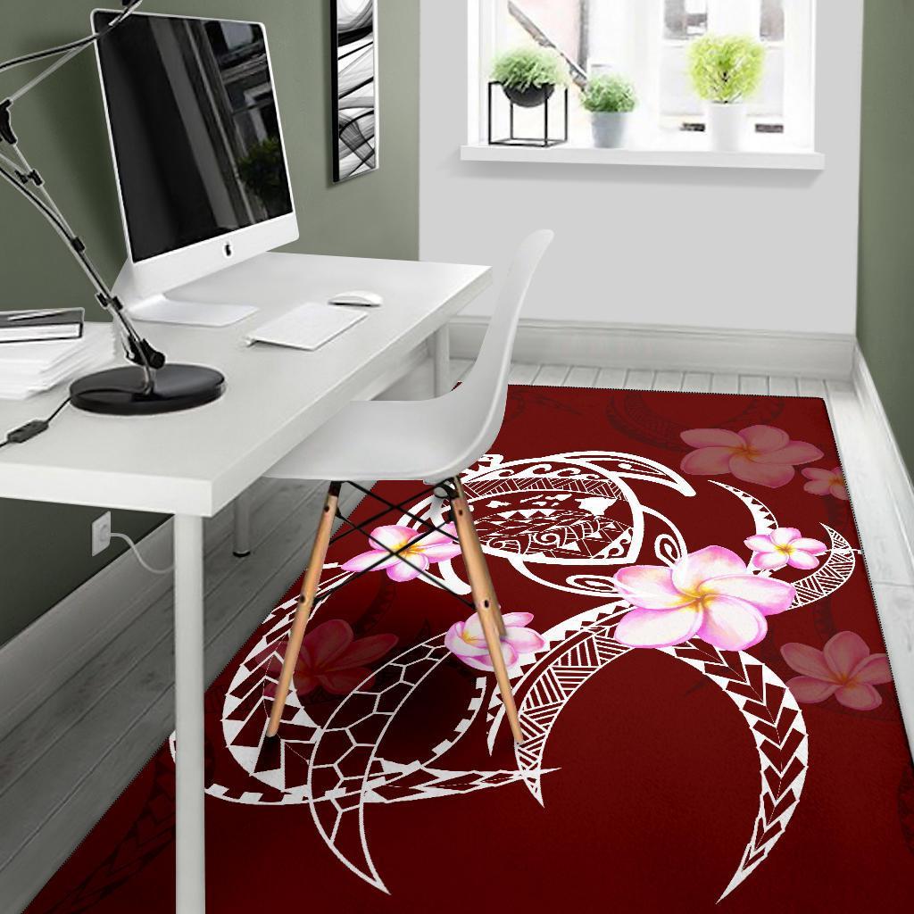 Hawaiian Hibiscus Polynesian Rug Red Rug - Polynesian Pride