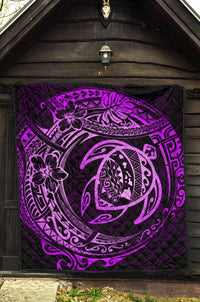 Hawaiian Turtle Polynesian Purple Premium Quilt - Polynesian Pride