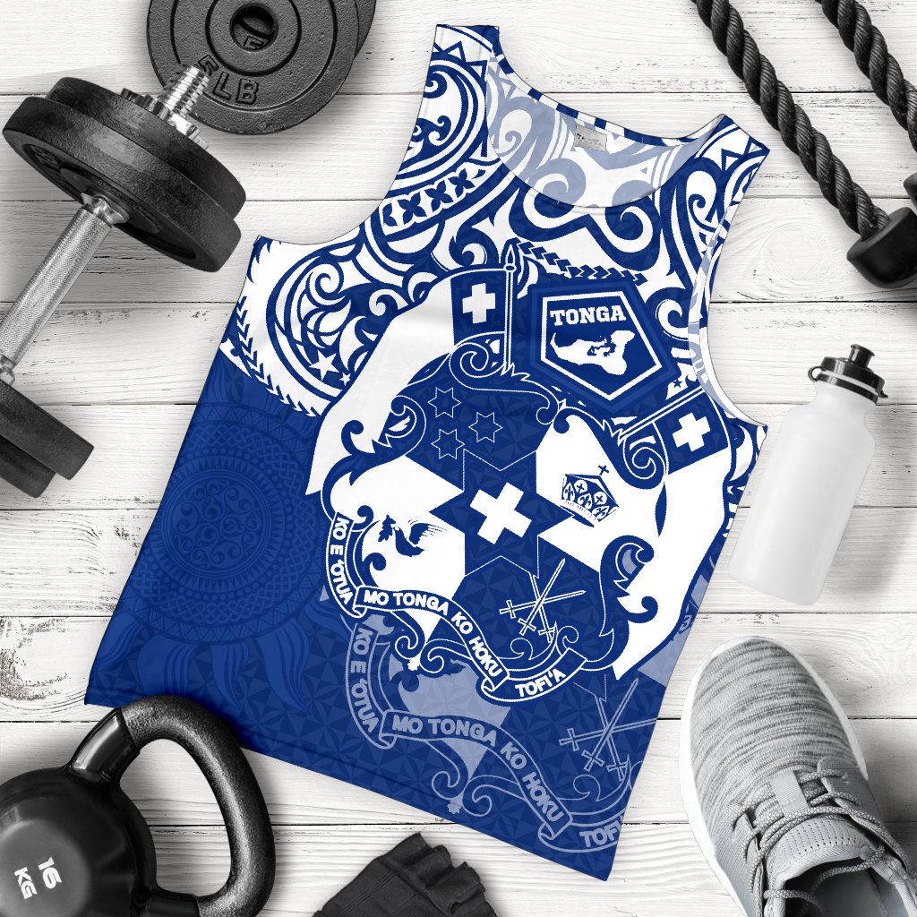 Tonga Polynesian Men's Tank - Tongan Pride (Bright Blue) BLUE - Polynesian Pride