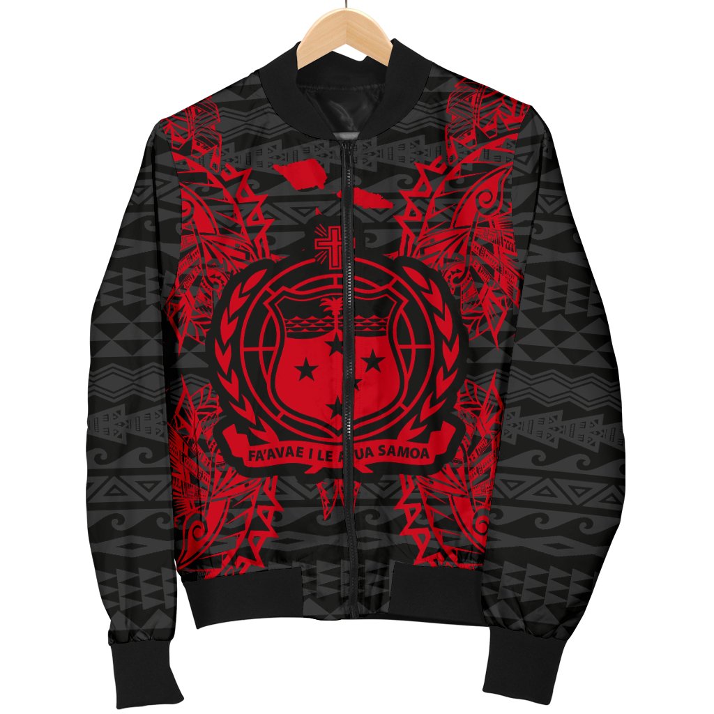 Samoa Polynesian Men's Bomber Jacket Map Red - Polynesian Pride