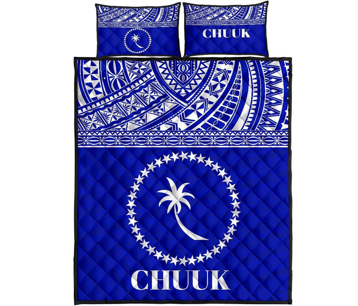 Chuuk Micronesian Quilt Bed Set - Chuuk Flag Blue Version Blue - Polynesian Pride