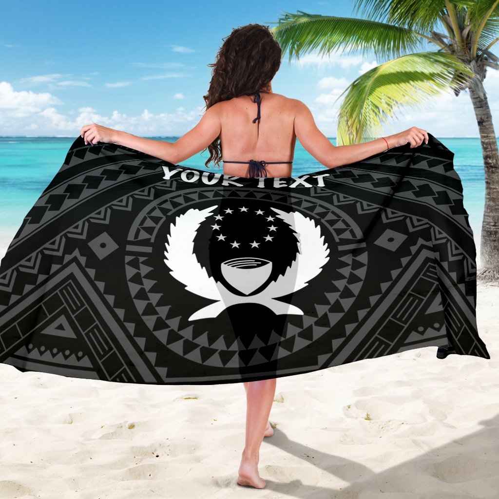 Pohnpei Personalised Sarong - Pohnpei Seal With Polynesian Tattoo Style ( Black) - Polynesian Pride