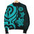 American Samoa Men's Bomber Jacket - Turquoise Tentacle Turtle - Polynesian Pride