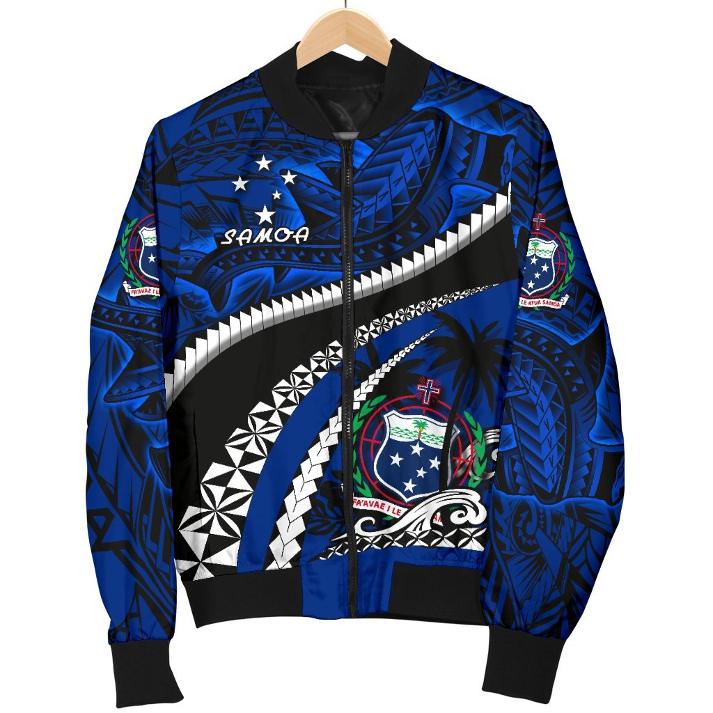 Samoa Women Bomber Jacket Polynesian Shark Tattoo - Polynesian Pride