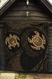Hawaii Polynesian Turtle Premium Quilt Gold - Polynesian Pride