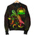 Samoa Polynesian Men's Bomber Jacket - Turtle With Blooming Hibiscus Reggae - Polynesian Pride