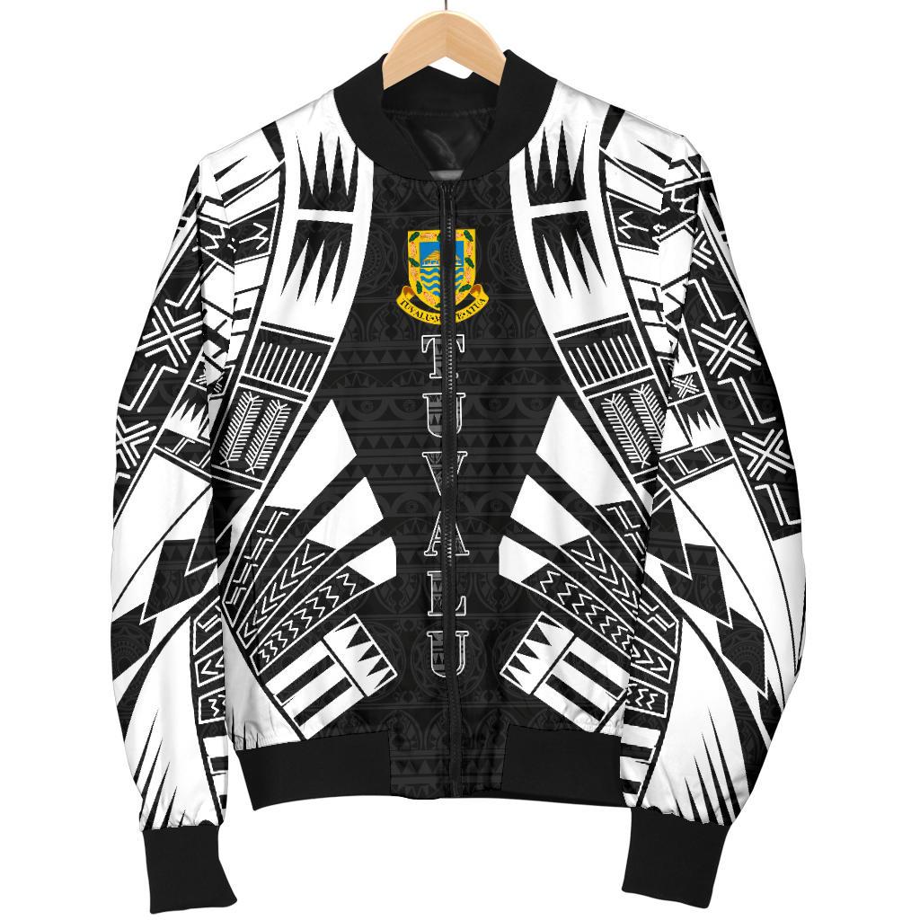 Tuvalu Men Bomber Jackets - Polynesian Tattoo Black - Polynesian Pride