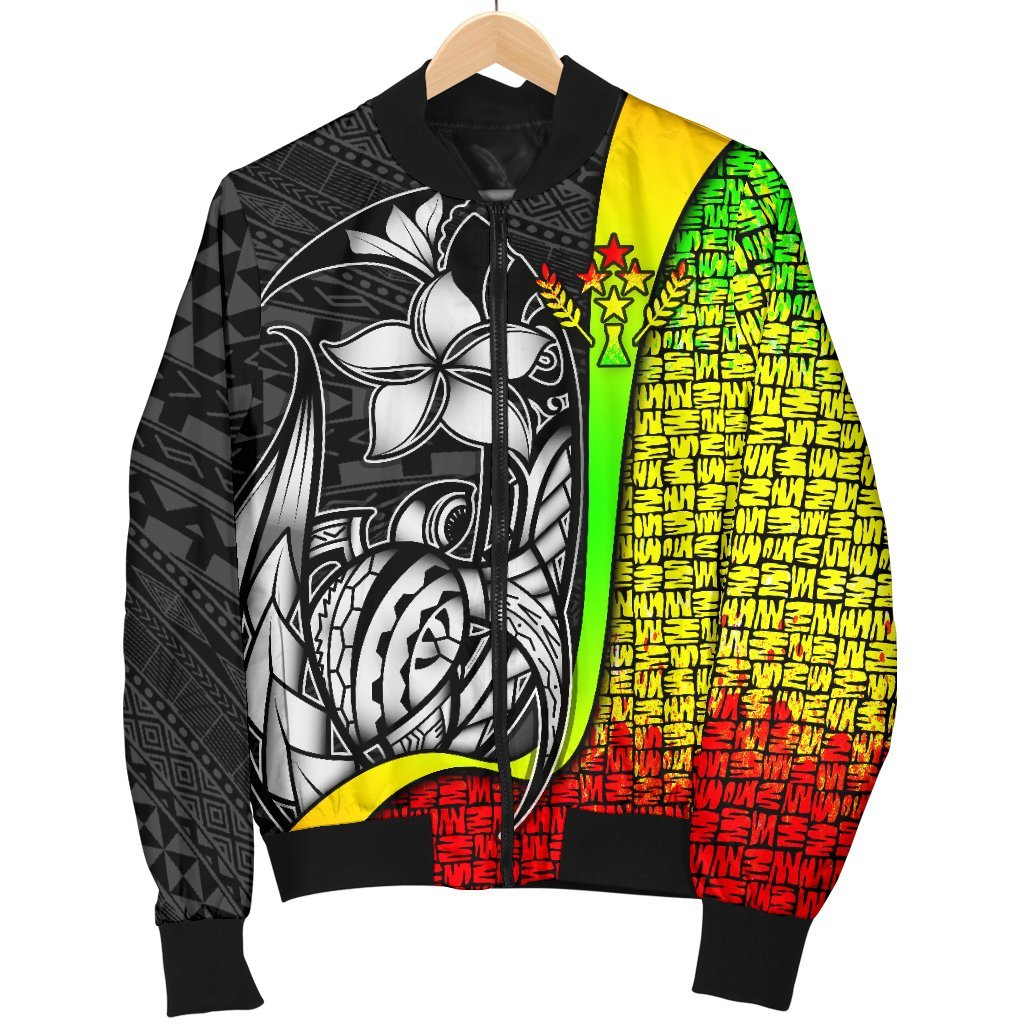 Kosrae Micronesia Men's Bomber Jackets Reggae - Turtle With Hook - Polynesian Pride