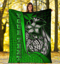 Polynesian Hawaii Custom Personalised Premium Blanket Green - Turtle with Hook - Polynesian Pride