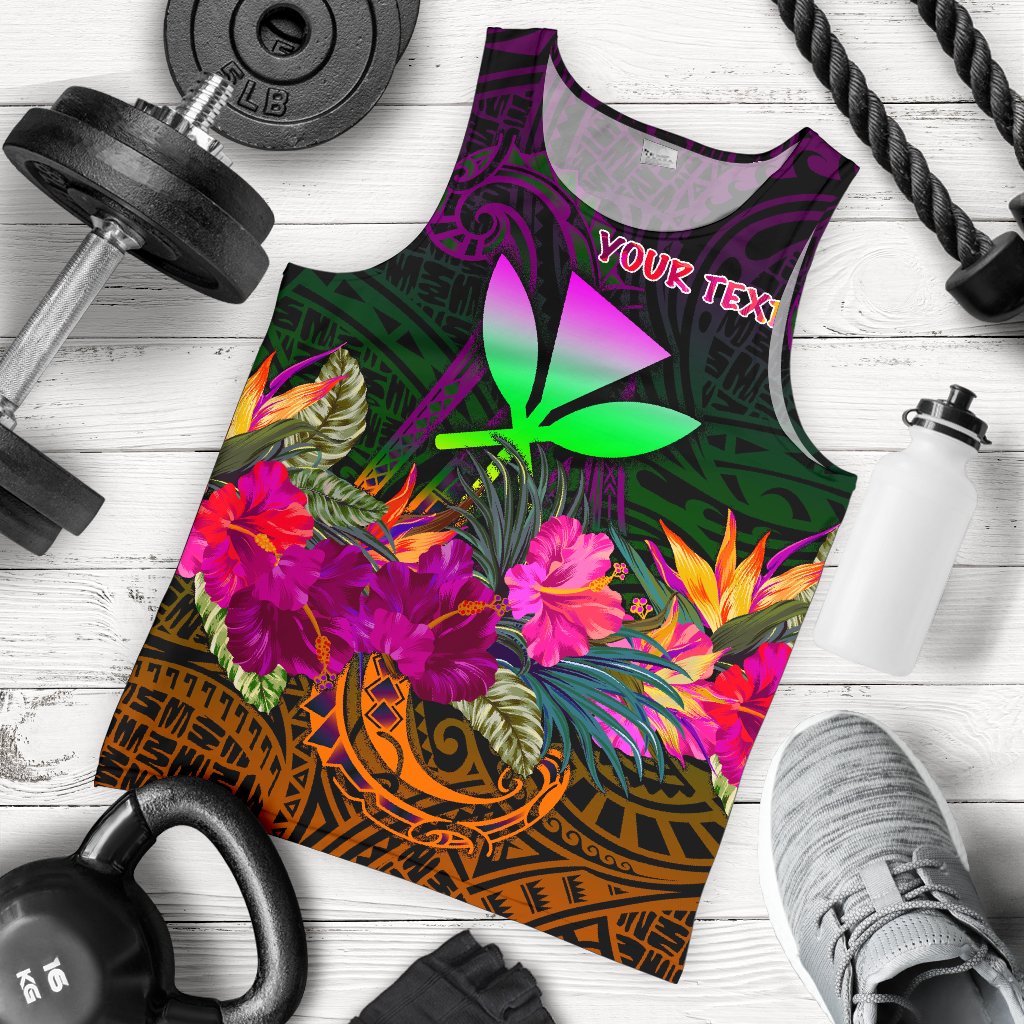 Polynesian Hawaii Personalised Kanaka Maoli Men's Tank Top - Summer Hibiscus Reggae - Polynesian Pride