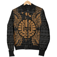 French Polynesia Polynesian Men's Bomber Jacket Map Gold - Polynesian Pride