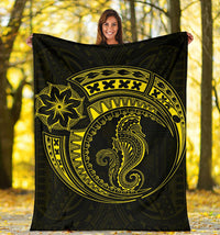 Seahorse Polynesian Blanket - Polynesian Tattoo Yellow - Polynesian Pride