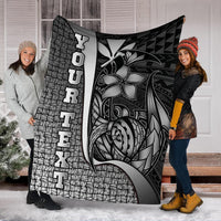 Polynesian Hawaii Custom Personalised Premium Blanket White - Turtle with Hook - Polynesian Pride