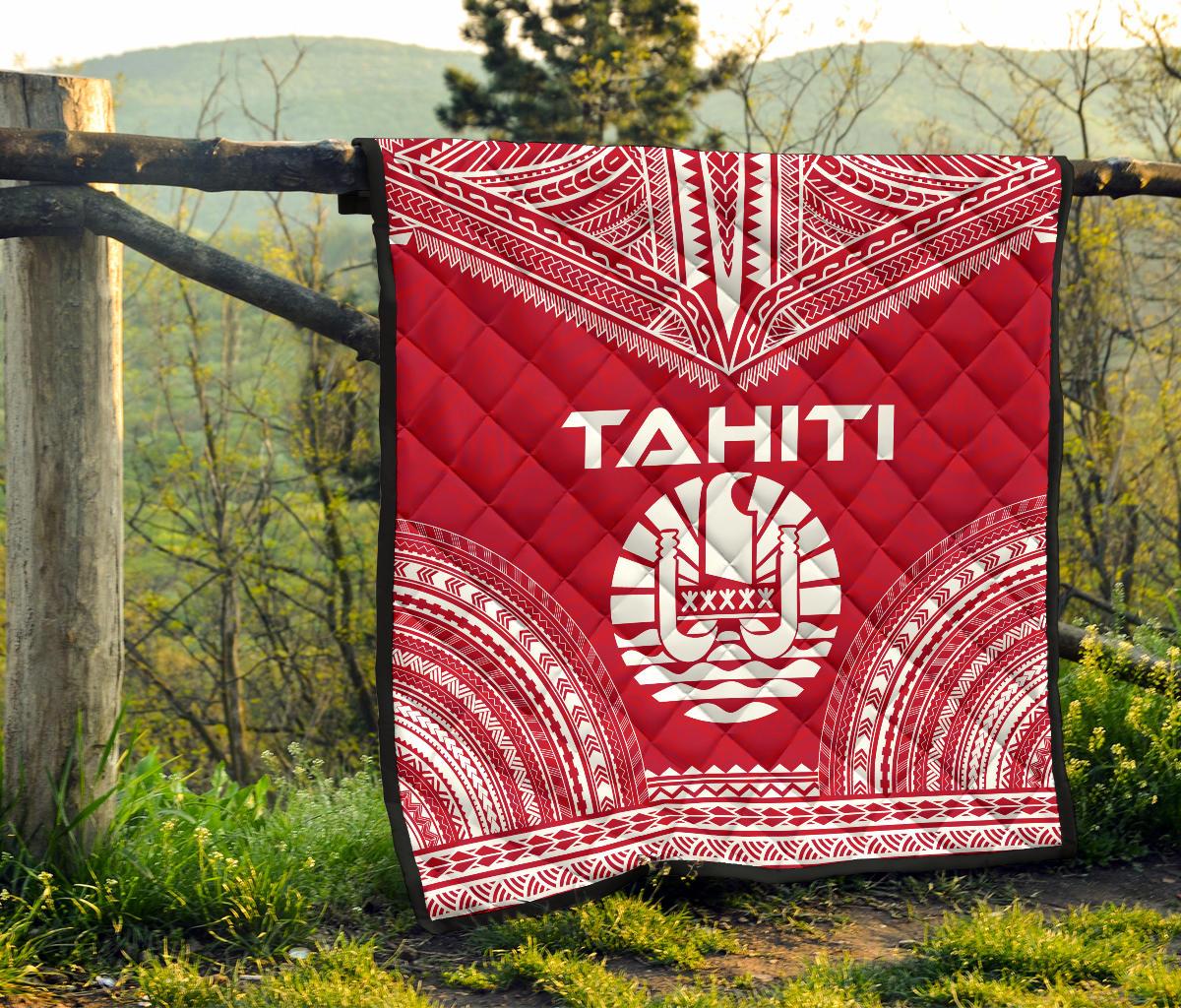 Tahiti Premium Quilt - Tahiti Flag Polynesian Chief Red Version - Polynesian Pride