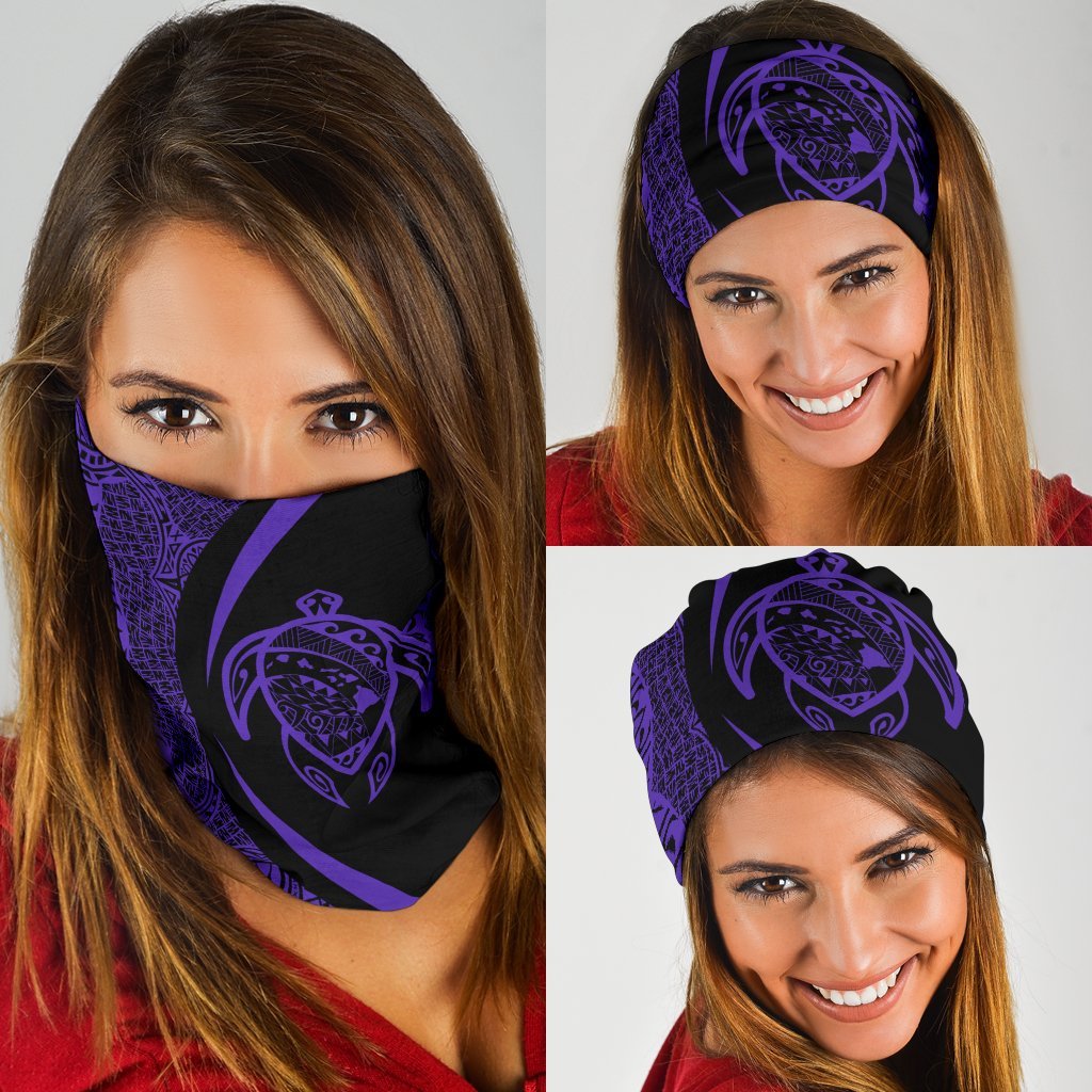 Hawaiian Bandana Turtle Map Polynesian Bandana 3-Pack - Circle Style Purple Purple One Size - Polynesian Pride