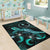 Chuuk Polynesian Area Rugs - Turtle With Blooming Hibiscus Turquoise - Polynesian Pride