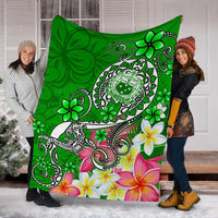 Samoa Premium Blanket - Turtle Plumeria (Green) - Polynesian Pride