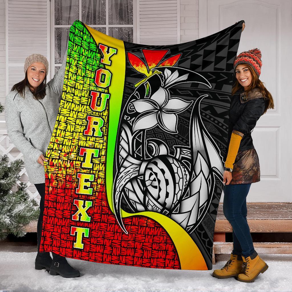 Polynesian Hawaii Custom Personalised Premium Blanket Reggae - Turtle with Hook - Polynesian Pride