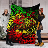 Vanuatu Polynesian Premium Blanket - Reggae Shark Polynesian Tattoo - Polynesian Pride