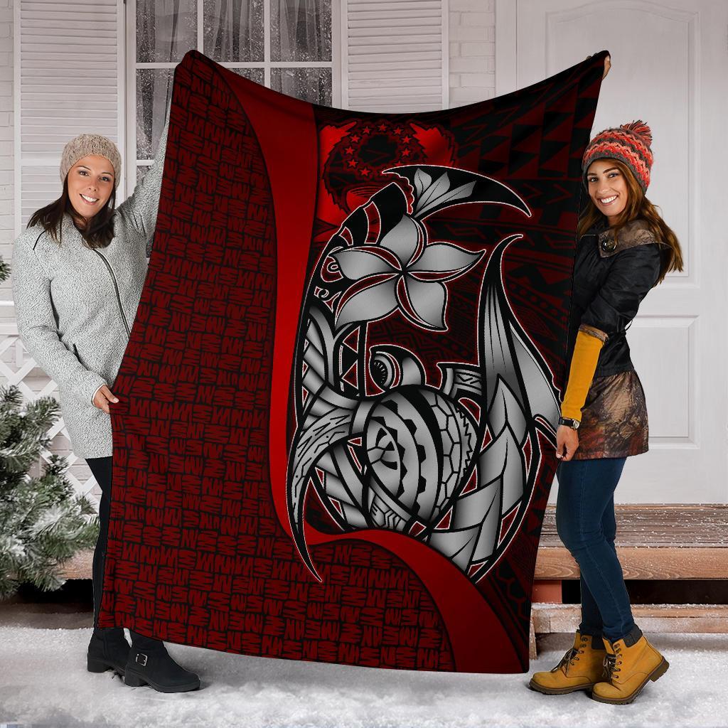Pohnpei Micronesia Premium Blanket Red - Turtle With Hook - Polynesian Pride