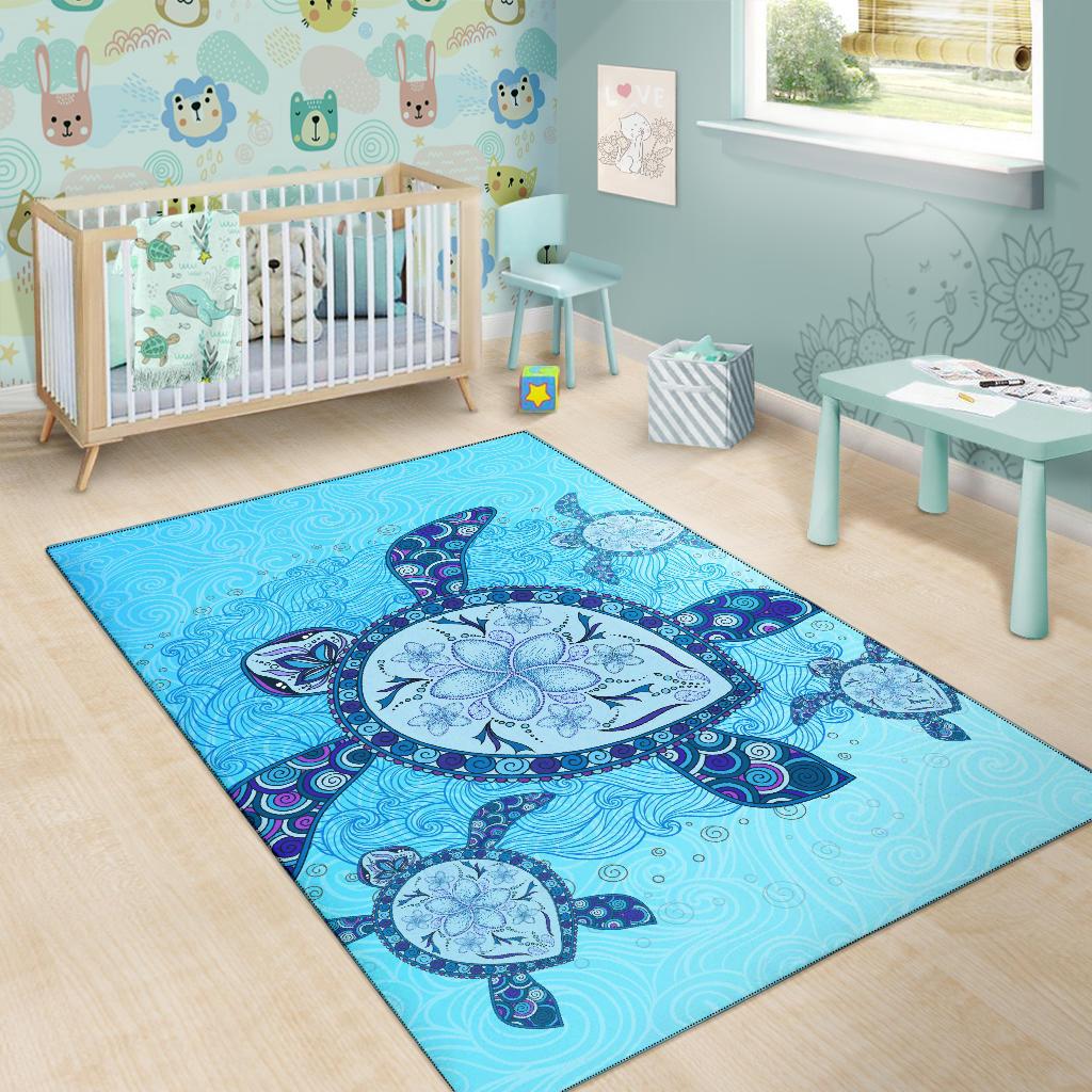 Big Blue Turtle Area Rug - Polynesian Pride