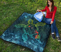 Hawaii Quilt - Hawaii Turtle Map Plumeria - Polynesian Pride