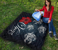 Hawaii Ohana Turtle Hibiscus Galaxy Premium Quilt - Polynesian Pride