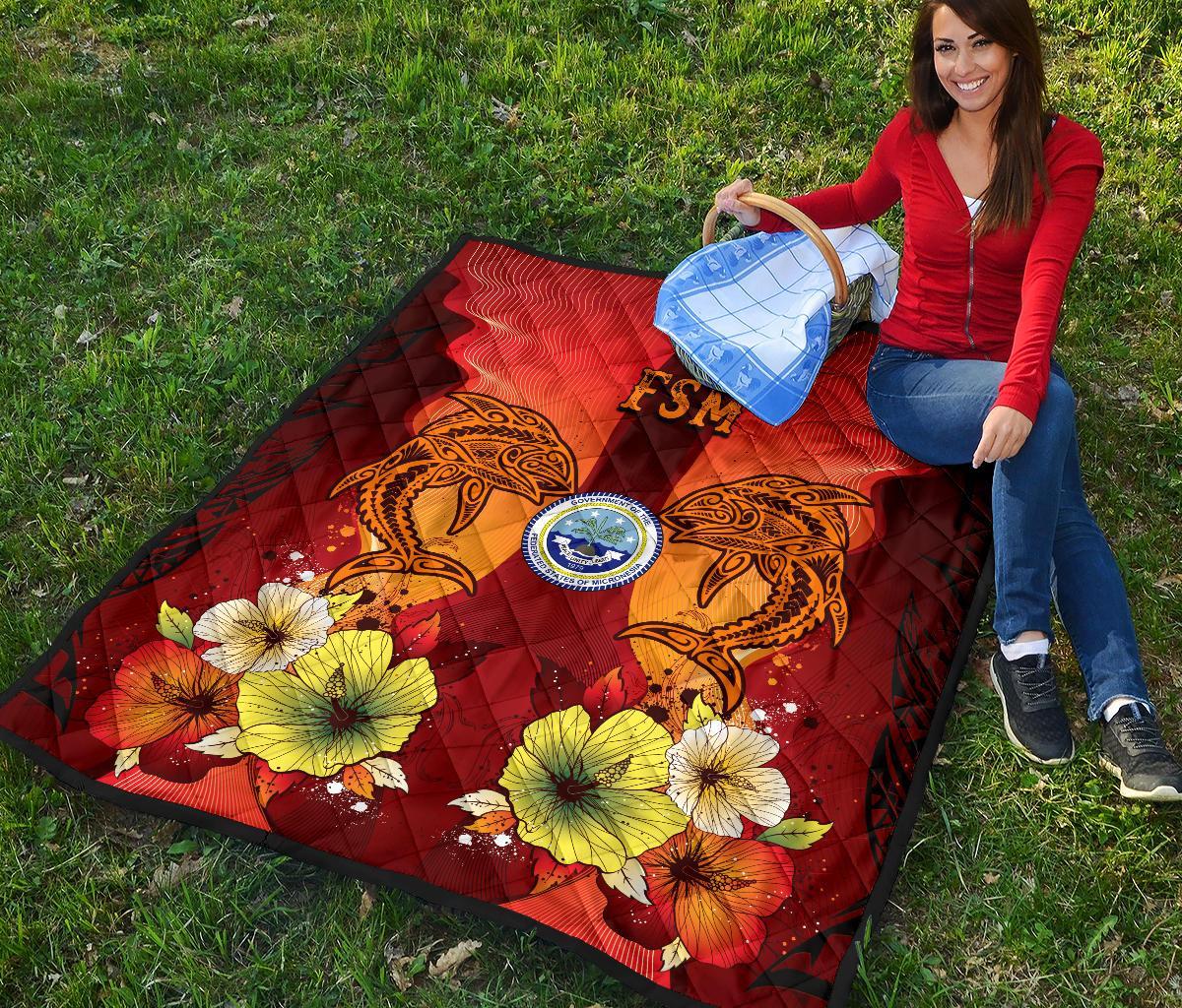 Federated States Of Micronesia Premium Quilt - Tribal Tuna Fish - Polynesian Pride