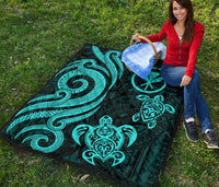 Hawaii Premium Quilt - Turquoise Tentacle Turtle - Polynesian Pride