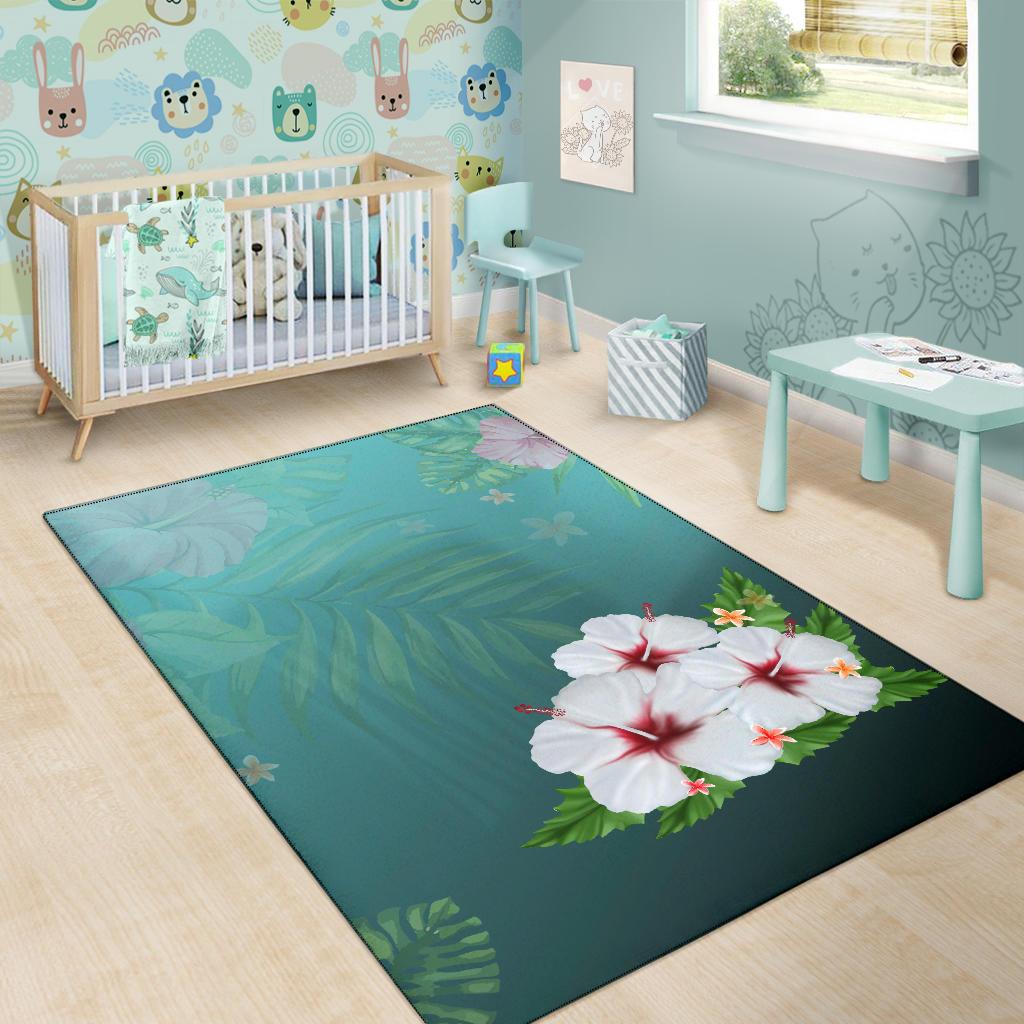 White Hibiscus Area Rug - Polynesian Pride