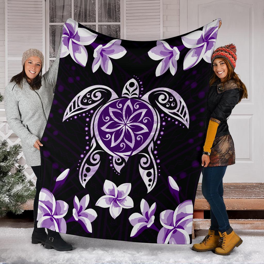 Hawaiian Violet Turtle Plumeria Blanket - Polynesian Pride